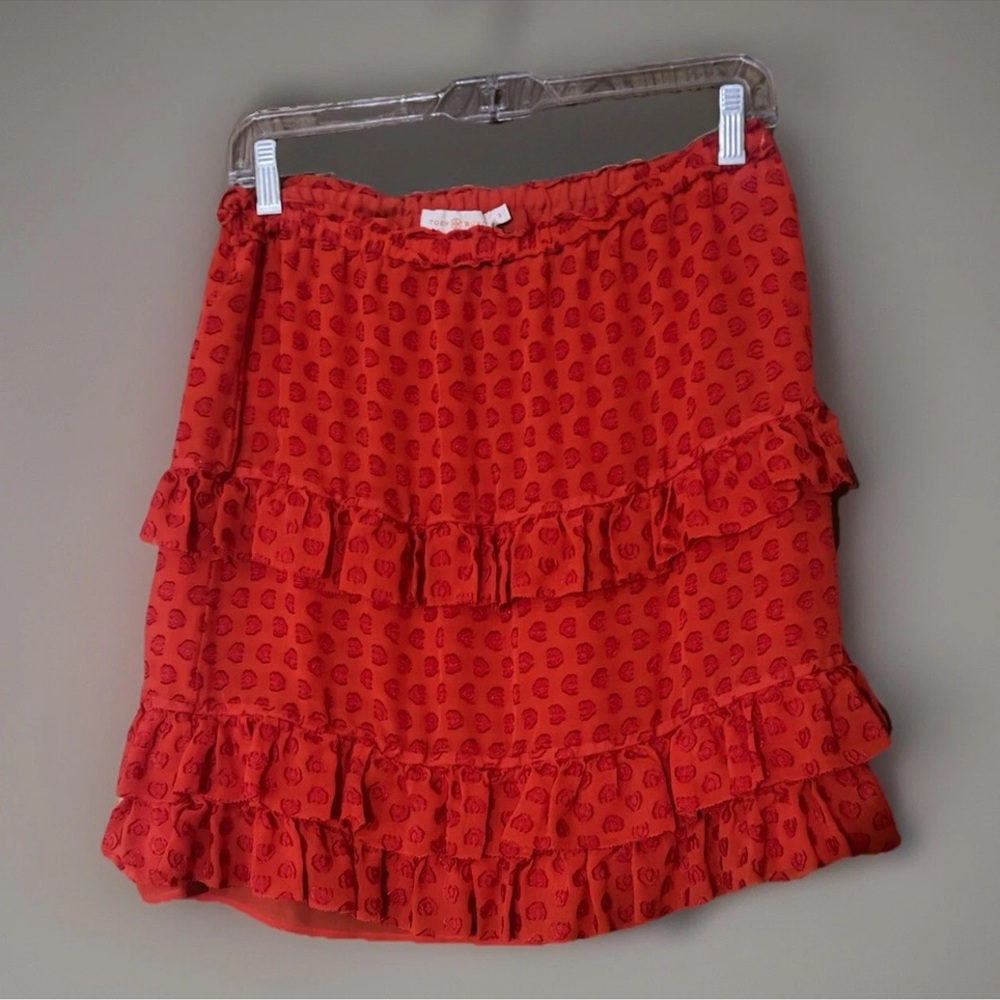 Tory Burch Orange Samba Ruffle Silk Mini size small style # 37285 Y2K boho